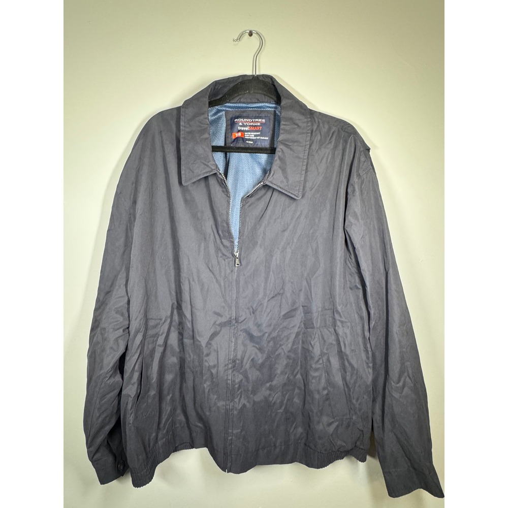 Roundtree & Yorke travelSMART Mens 3XB Jacket Navy Blue Water Resistant Big Tall